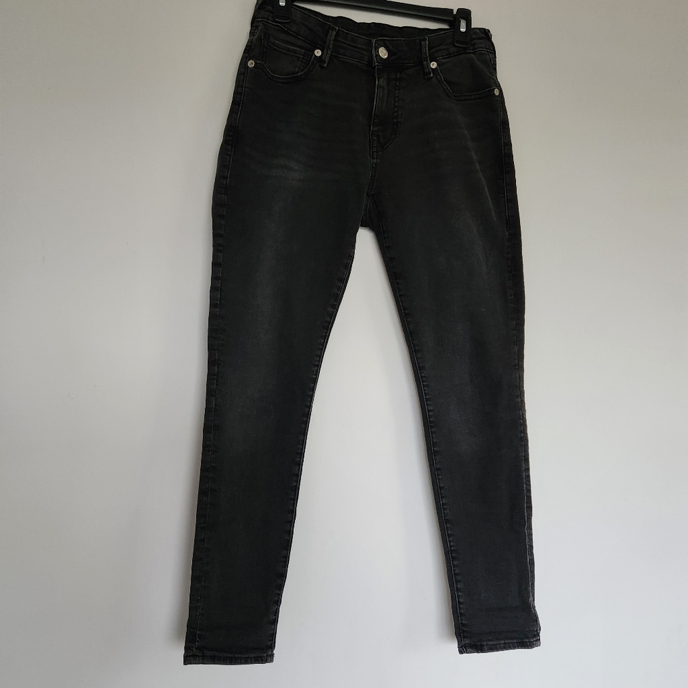 True Religion Jeans Jennie Curvy High Rise Skinny Faded Black Size 28